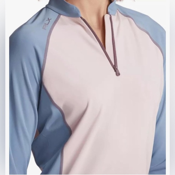 Ralph Lauren RLX Golf Power Stretch Long Sleeve Top, Pink Sand/Channel Blue - Picture 3 of 11